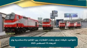 «مواعيد دقيقة» جدول رحلات القطارات بين القاهرة والإسكندرية يوم الأربعاء 13 أغسطس 2025